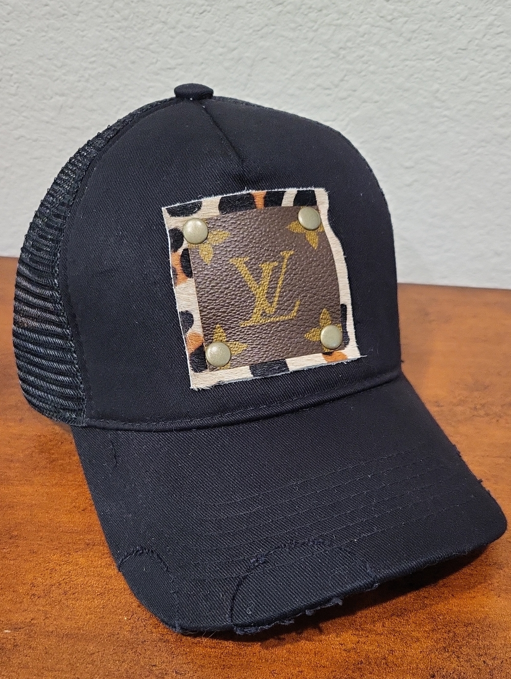 Upcycled Luxury LV Leopard Ballcap Hat